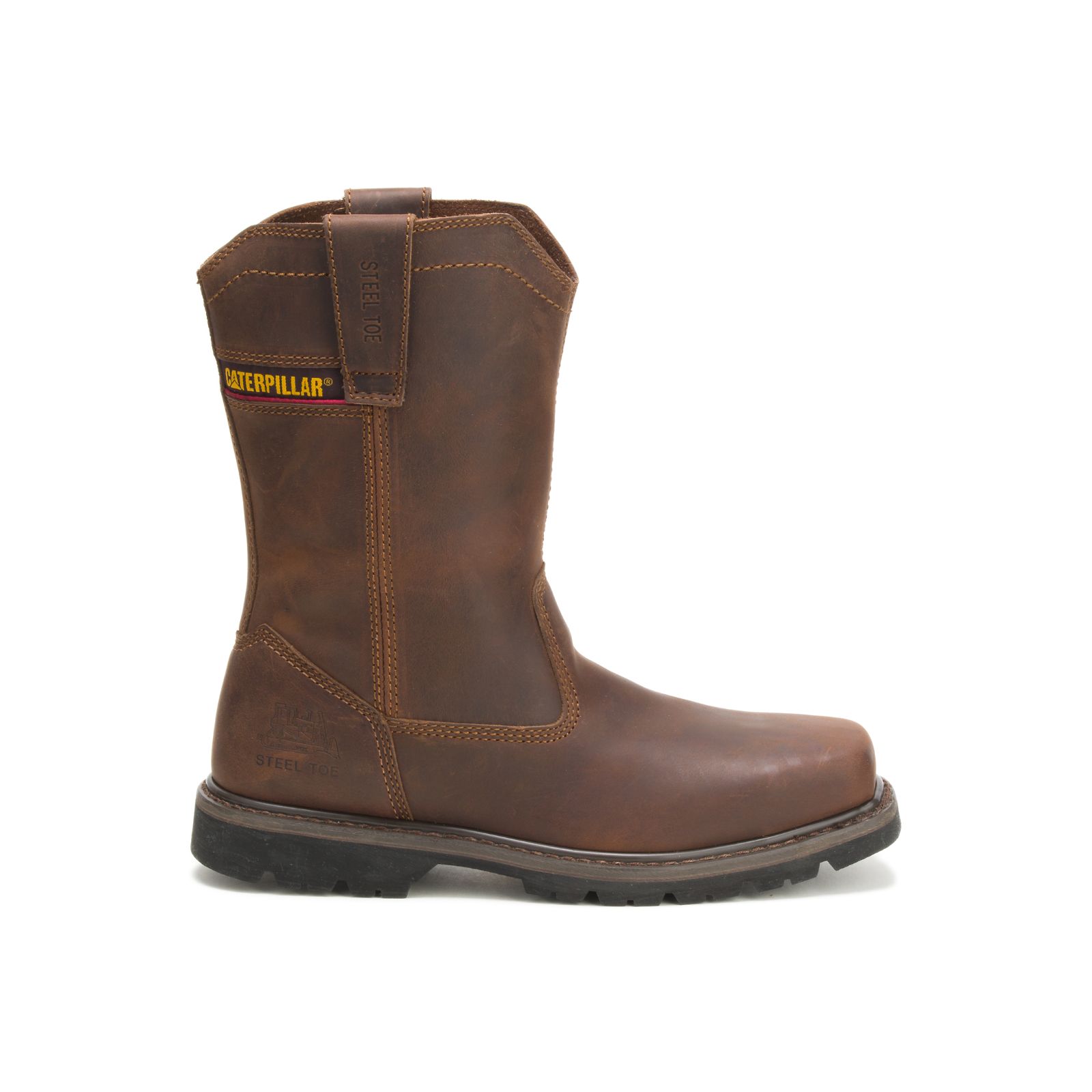 Caterpillar Men's Wellston Pull On Steel Toe Work Boots Dark Brown CAT-85697